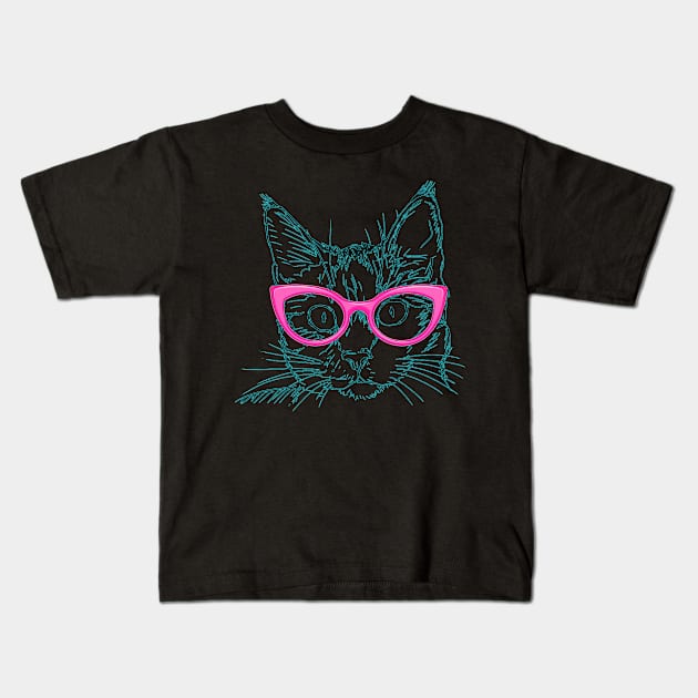 Hipster Cat Kids T-Shirt by WonderfulDreamPicture